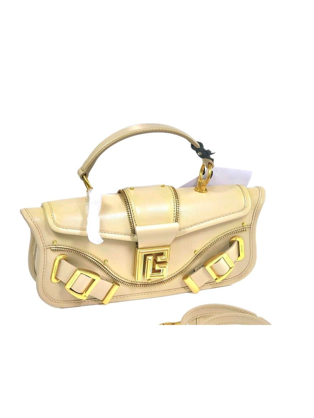 RRP$2094 BALMAIN Blaze Leather Satchel Bag Logo Top Handle Detachable Strap
